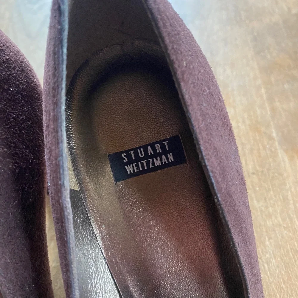 Vintage Stuart Weitzman Heels Shoes Chocolate Brown Suede Pointy Y2K 9.5 - Picture 5 of 6